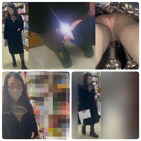 【逆さ撮り3人収録】久々の2カメ撮影成功 スカートにスマホ入れるシーンは最高！【素人盗撮】