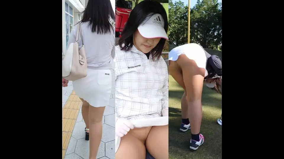 ノーパンミニでムッチリ脚・お尻ゴルフ
